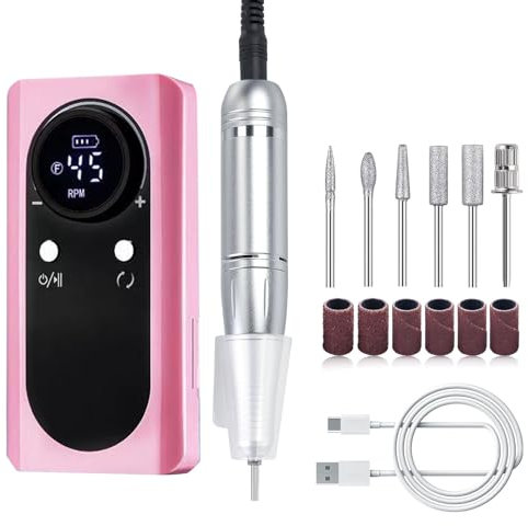 Taladro Eléctrico para Uñas Profesional, 45000 Rpm, Pulidor de Uñas Portátil, Manicura, Pedicura, Pulido de Uñas, Herramientas de Forma de Pulido de Pedicura para Uso Doméstico