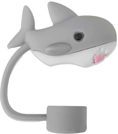 Sea Animal Cute Straw Cover Cap for Stanley Cup, 10mm Silicone Straw Topper for 30&40 Oz Stanley Tumbler with Handle, Reusable Straw Tips Lids Dust-Proof Topper for Water Bottle (shark)