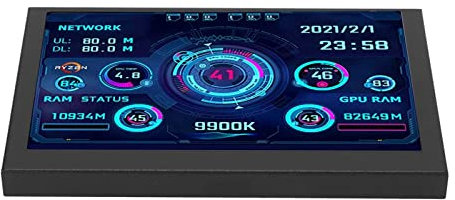 Pyhodi PC-CPU-Datenmonitor, 5-Zoll-IPS-ITX-PC-Gehäusemonitor, Einstellbare Helligkeit, Horizontale Vertikale Umschaltung, Wählbare Themen für zu Hause