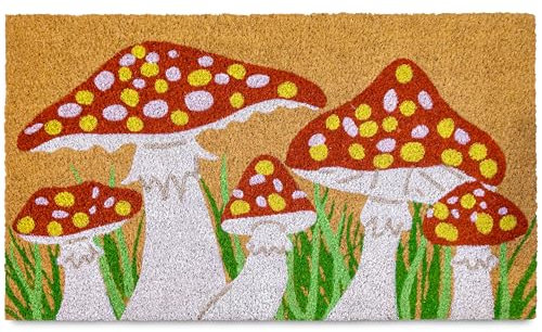 MAINEVENT Mushroom Doormat 30x17 Inch, Mushroom Door Mat Outdoor, Spring Welcome Mat, Summer Outdoor Rug, Hippie Door Mat