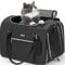 pecute Katzen Transportboxen Katzentransportbox, Atmungsaktive Hundetasche Katzen Tasche, PU Leicht Haustier Tragetasche, Katzentransporttasche Für Reisen Hundetragetasche Für Katzen Welpen,Schwarz