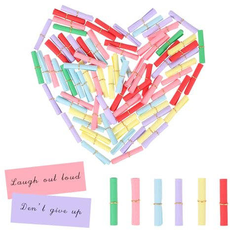 Piriuuo 110 Stück Lose Tombola, Bunt Gemischt Tombola Lose Gemischt Lose Zum Selber Beschriften mit Metallringen Leer Tombola Lose für Nachrichtennotizen, Wunschflaschennotizen und Partyhochzeiten