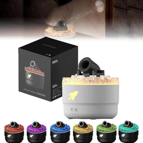Junerain Cannon Blast Aroma Luftbefeuchter, 7 Farben LED Dampf Luftbefeuchter, leisem Aromatherapie Luftbefeuchter mit Timer, Turret Aroma Diffuser for Schlafzimmer Home Office