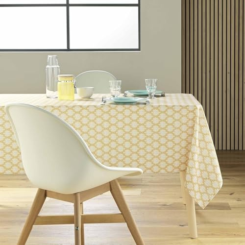 Douceur d'Intérieur, Nappe Rectangle (145 x 240 cm) Davia Jaune, Polyester Imprimé