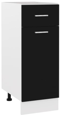 Myheimly Küchenschrank,Unterschrank Küche, Küchenmöbel, Küchenzeile,Standschrank Küche,Wandschränke,Aufbewahrungsschrank Schubunterschrank Schwarz 30x46x81,5 cm Holzwerkstoff