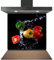 Kitchen Glass Splashback Heat Resistant Toughened Glass - Coloured Peppers Design - 60cm (w) x 70cm (h)