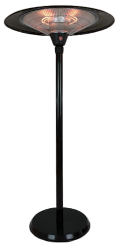 Tempo Style - Elektrischer Heizstrahler Saturno | Infrarot-Heizpilz mit elegantem Design | höhenverstellbar mit stabilem Fuß und Metallrahmen | ideal für Außen- und Innenräume (schwarz)