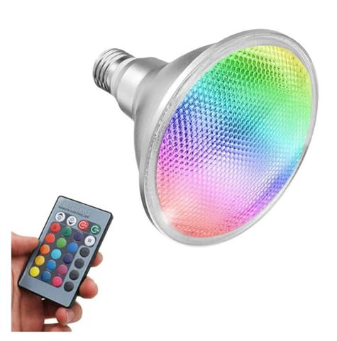 OUHFCASN Lámpara LED Par38 IP65 resistente al agua, 20 W, RGB, 3000 K, 4000 K, 6000 K, E27, luces de piscina con control remoto Para iluminación comercial e industrial