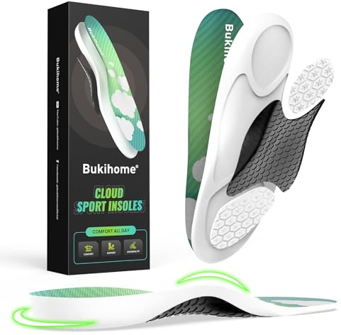 Bukihome Professionelle Sporteinlagen für Laufen & Basketball Leichte Schuheinlagen mit Stoßdämpfung, Energierückgabe & Gewölbestütze Leistungssteigernde Einlagen für Damen/Herren -XL