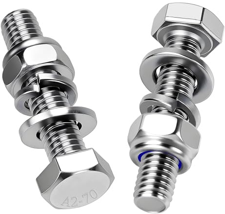 Mbsomnus 15 Pièces Boulons à Tête Hexagonale M8x40 mm Boulon Inox A2 V2A Vis et Boulon DIN 933 Vis à Métaux avec Écrous Rondelles pour Meubles Auto Vélos Bateaux Impression 3D Moto