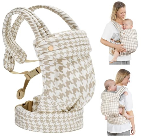 Aolso Marsupio Neonato,Fascia per Neonati Traspirante Regolabile,Ergonomico Marsupio Anteriore e Posteriore,Fascia Porta Bebe-Pied de Poule