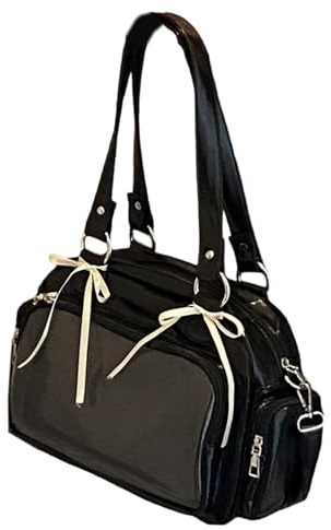 budiniao Transparente Schultertasche Großes Fassungsvermögen Japanstyle JK Schulranzen für Schülerinnen Nischen-Design Handtasche Damen Uniform Schultertasche Tragbar (Schwarz)