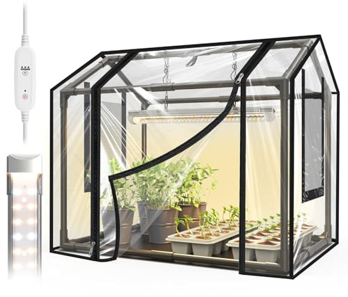 Bstrip Mini-Gewächshaus mit Pflanzenlampe für Zimmerpflanzen, 18W Vollspektrum-Pflanzenlampe