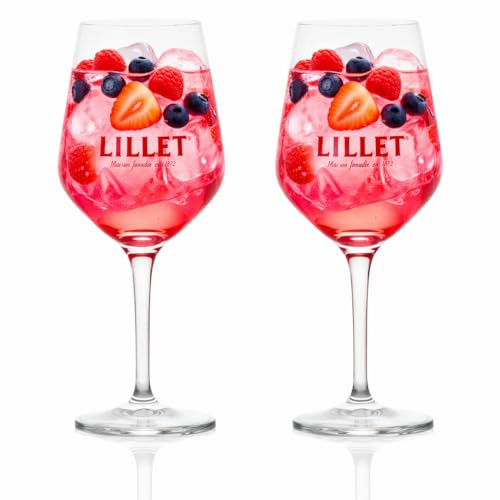 Albellion 2 Stück original LiIIet Gläser Cocktailglas Cocktailgläser 2er Set mit Schriftzug, transparent
