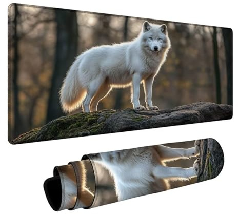 Tapis de Souris Loup Tapis de Souris Gamer Animal Mouse Pad Bords cousus Précision et Vitesse Améliorées pour Decoration Maison Bureau Pc Portable Pc Gamer Clavier Sans fil 500 x 1000 x 3 mm DBYH-6673