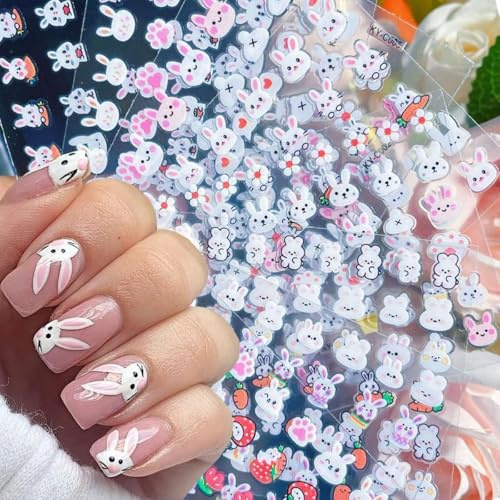 3D Nagelsticker 90 Blatt Nagelsticker Selbstklebend Blumen Blumenherzform Nageldesign-goldene Blumen-Nagelaufkleber für Nageldesign,für DIY Dekorationen,Maniküre (hasen)