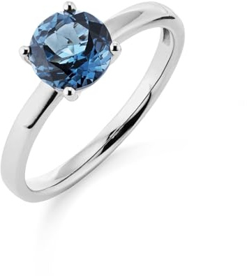 Orolino Damen Ring 585/- Gold Glänzend Blautopas beh. weiß 067370119