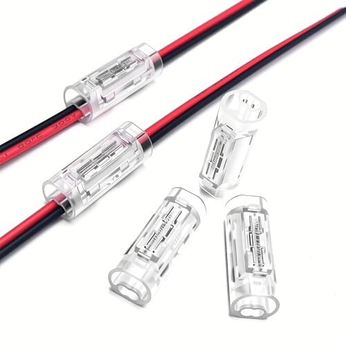 2-poliger Kabelverbinder – Lötfreier Schnellverbinder für 18–20 AWG (0,5–0,75 mm²), Zweiadriger Draht-zu-Draht Verbinder, Transparentes PC-Gehäuse, für KFZ- und Industrieverkabelung, 10 Stück