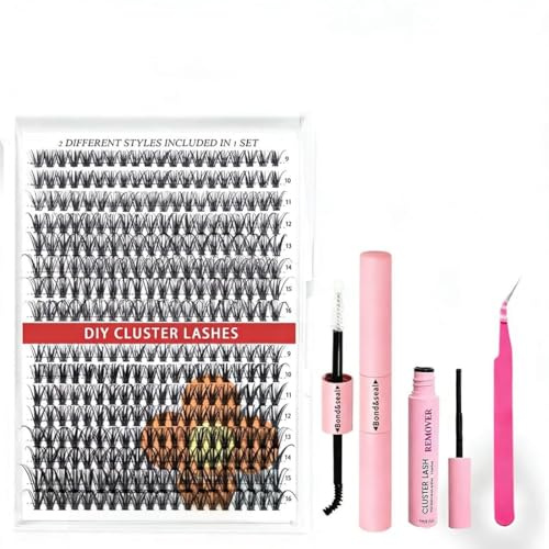 PHYNDR Ciglia Finte Ciuffetti Set,Kit Curl 9-16mm,Extension Ciglia,Set Fai da te Famiglia,Con Colla + Pinzette + Rimuovente
