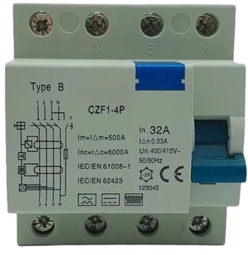 Disjoncteur différentiel 4p 63a 30ma rcd 30ma 100ma 300ma(AC Class EM Type,4P100A30MA)
