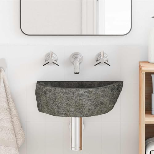 Lumanois Lavabo montado en la Pared Gris 37 x 30 x 12 cm Piedra de río,Lavabos y fregaderos,Lavabos,18.4kg-4103951