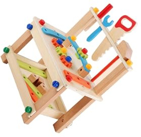 TWISAXC Fun Wooden Assembly Workbench For Kids Power Tools Set Interactive Learning And Play Sturdy And Durable Construction Kids Wooden Power Tool Assembling