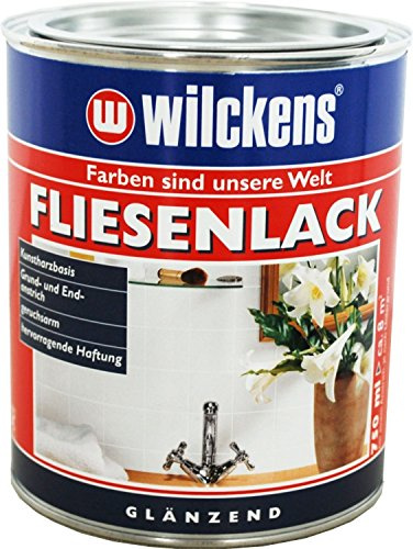 Fliesenlack glänzend inkl. Pinsel zum Auftragen von E-Com24 (weiss glänzend 750 ml)