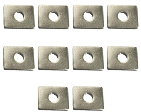 10er Set Klemmscheibe mit Loch für Doppelstabmatten-Zaun | Farbe: silber | aus Edelstahl | 26 x 31 mm | Klemmplättchen für die Befestigung von Zaunfeldern | Zaunmatten | Stabmatten an Zaun-Pfosten