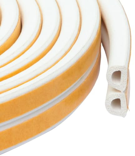 FENSTERDICHTUNG selbstklebend - Dichtband Türdichtung Gummidichtung Fensterdichtband Tür Fenster (50 m, D - Profil, Weiss)