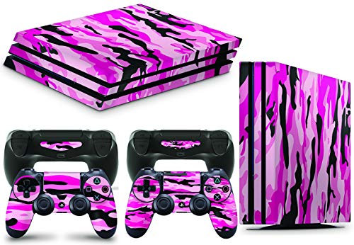 giZmoZ n gadgetZ Autocollant Vinal pour Console PS4 Pro Rose Camouflage + 2 Skins pour Manette