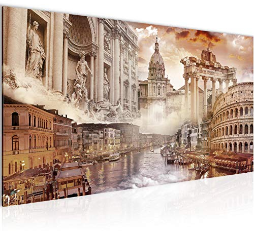 Runa Art Wandbild Italien 1 Teilig 100 x 40 cm Modern Bild auf Vlies Leinwand Architektur Antik Wohnzimmer Schlafzimmer Braun 024412a