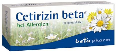 Cetirizin beta 10 mg - Allergie Tabletten gegen Heuschnupfen, 30 Stk. | mit Cetirizin, Pollenallergie - Antihistaminika bei Juckreiz & Hautausschlag - Für Erwachsene & Kinder ab 6 Jahren