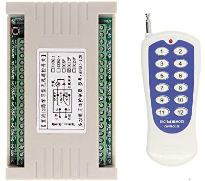 Einaus - Telecomando universale DC12 V 24 V 10 A 1/2 / 4/6 / 8/12 / 15/16 canali, con telecomando, ricevitore e telecomando, 433 MHz