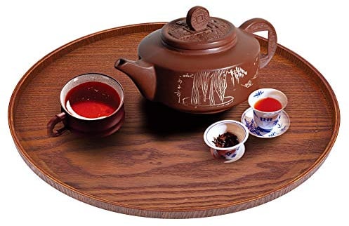 Wood Serving Tray Round Natural Wooden Plate Tea Food Server Dishes Water Drink Platter for Home Hotel(Diameter: 30cm / 11.81 inch)