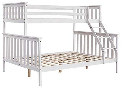 Panana Bunk Beds Triple Sleeper Beds, 3FT Single 4FT6 Double Wooden Bed Frame for Adult and Childrens