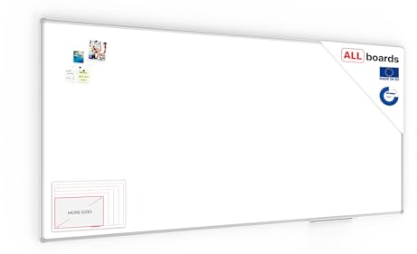 ALLboards Magnetisches Whiteboard 220x100cm Magnettafel mit Aluminiumrahmen Premium EXPO und Stifteablage, Weiß Magnetisch Tafel, Trocken Abwischbar, Wiederbeschreibbar Weißtafel