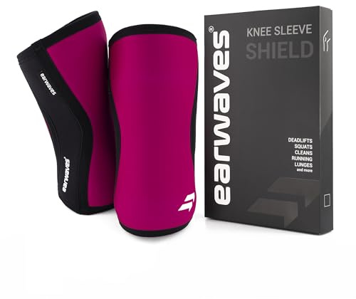 Earwaves ® SHIELD™ I Par rodilleras neopreno cross training I Tecnología 4 paneles I 5mm & 7mm I Diseño anatómico I Compresión Soporte Estabilidad I Halterofilia, lunges, sentadillas.