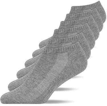 Snocks Sneaker Socken Herren & Damen 6 Paar aus Bio-Baumwolle - Weiche und Atmungsaktive Kurze Socken, Perfekte Passform, Ideal für Sport & Alltag - Knöchelsocken Gr.43-46 Farbe Hellgrau