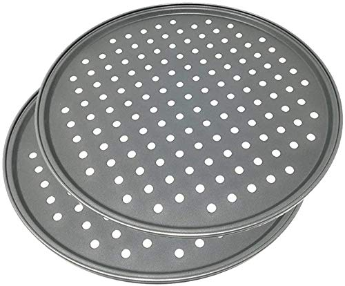 Space Home - Molde para Pizza con Agujeros - Acero al Carbono - Recubrimiento Antiadherente - Set de 2 - Ø 32 cm