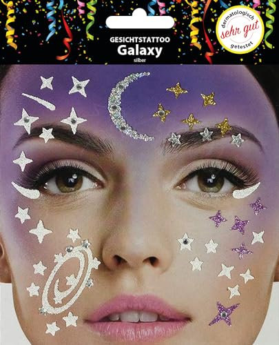 Gesichtstattoo - Glitzer Aufkleber Klebetattoos Temporäres Glitter Face Tattoo Motto Party Karneval Halloween (Galaxy)