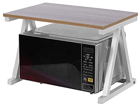 Scaffale per Forno a Microonde, Mensola Ripiano della Cucina del Forno a due Ripiano per Forno a Microonde, 57x38x35 cm, Bianco