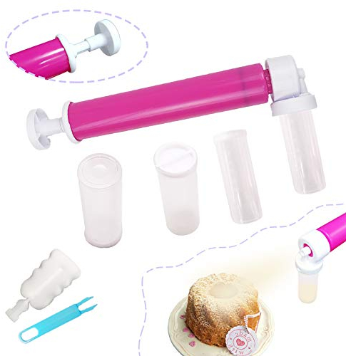 Manual Airbrush for Cakes with 4PCS Tube, DIY Baking Airbrush Pump Cake Spray Guns Kit, Giyiprpi Coloring Cake Glitter Decorating Tools for Cupcakes Cookies and Desserts
