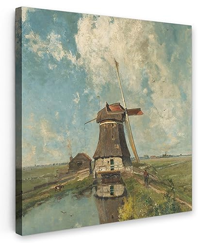 MuchoWow Leinwand Bilder, Einzigartige Wanddeko mit Rahmen, Im Monat Juli - Gemälde von Paul Joseph Constantin Gabriel, Wandbilder Wohnzimmer, Deko Schlafzimmer 90x90 cm