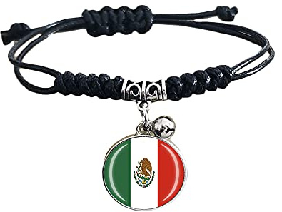 Geflochtenes Armband mit Mexiko-Flagge, verstellbar, Nylonkette, Kristallarmband, Souvenir, modisch, handgefertigt, für Mann und Frau, besonderes Geschenk