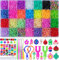 Jac&Olvia Rubber Bands Set Colorful Rubber Band Kit Refill Bracelet Making DIY for Girls Charms Beads Birthday Craft Kits for Kids Friendship Multicolour