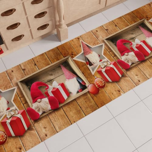PETTI Artigiani Italiani - Teppich für die Weihnachtsküche, Läufer für die Küche, rutschfest und waschbar, Teppich für Weihnachten, 52 x 340 cm, Elf, hergestellt in Italien