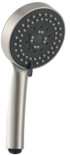 Tecmolog Nickel Brossé Pommeau Douche Economiseur d'Eau Plastique Douchette à Main 5 Jets pour Salle de Bain, BS144NA