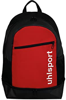 Uhlsport ESSENTIAL BACKPACK Rucksack Outdoor Indoor Sport Wandern Fitness Gym Fußball Handball Radfahren - Multifunktionsrucksack mit Bodenfach - wasserabweisend - rot/schwarz/weiß