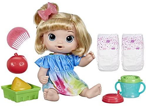 Baby Alive, Puppen-Set Fruchtgetränke, Apfel, Zitruspresse, trinkt und befeuchtet ihre Schicht, ab 3 Jahren, Blondes Haar