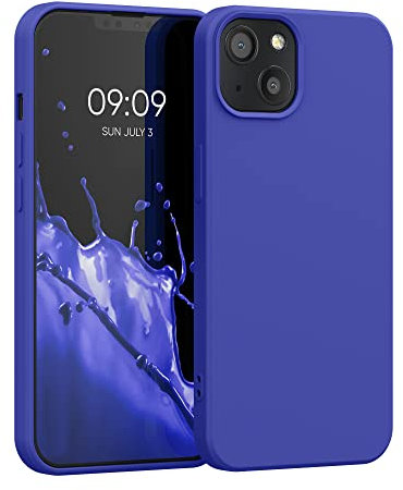 kwmobile Hülle kompatibel mit Apple iPhone 13 Hülle - gummierte TPU Silikon Handyhülle - Schutzhülle für kabelloses Laden - Case in Baltik Blau